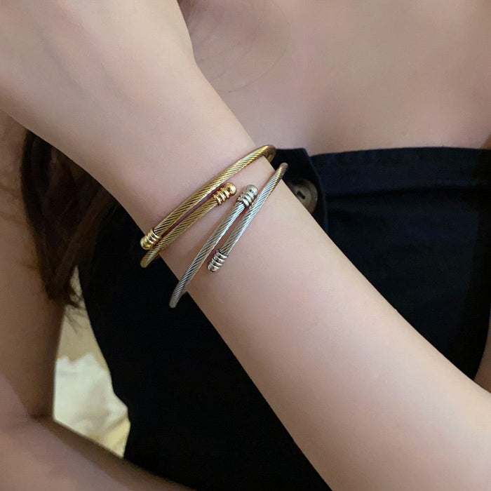 Wholesale Titanium steel wide-face spring open bracelet