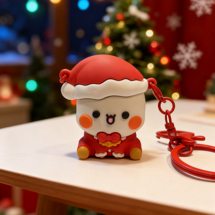 Wholesale PVC Christmas Bag Charm Keychain Cute Couple Pendant Holiday Gift MOQ≥10