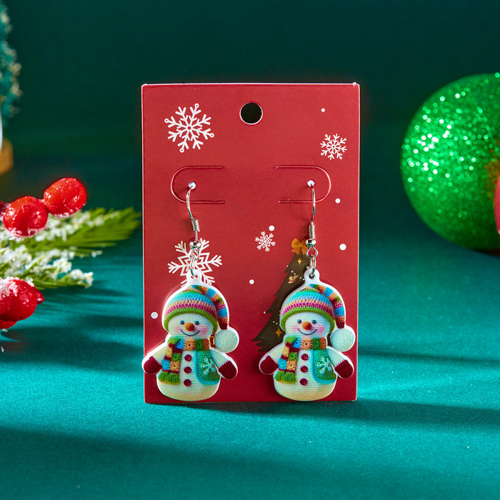 Wholesale Christmas jewelry set creative cute colorful snowman pendant acrylic necklace earrings