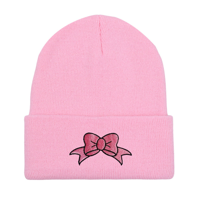 Wholesale Bow Embroidery Acrylic Knitted Hat JDC-FH-HaiPu009