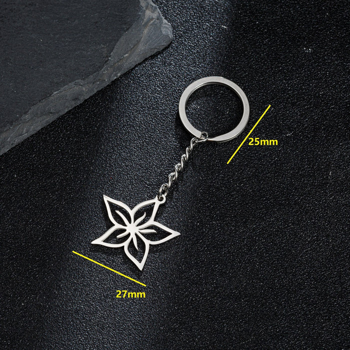 Wholesale Stainless Steel Simple Flower Pendant Keychain JDC-KC-JiS001