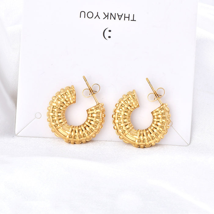 Wholesale Weaved Pattern Metal  Earrings Fashionable ins Street Photograph Earrings