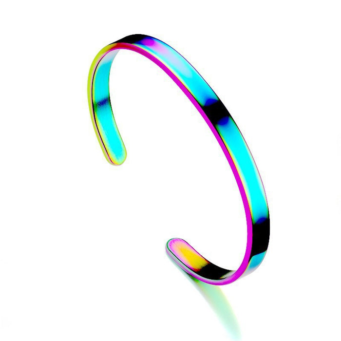Wholesale Open-face polished C-shaped stainless steel bracelet