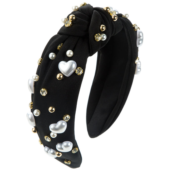 Wholesale Valentine' s Day Heart-Shaped Pearl Wide Headband