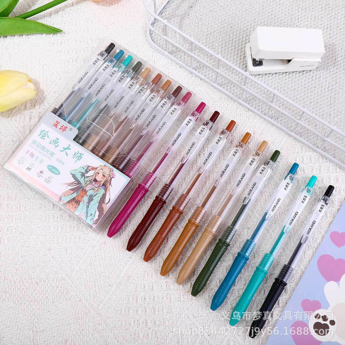 Wholesale 9pcs/ box Painting Hand Account Pen Set Large Capacity Color Press Pen