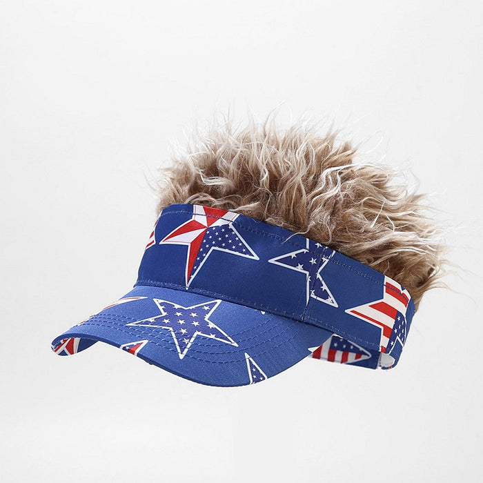 Wholesale American flag five-pointed star striped wig baseball cap