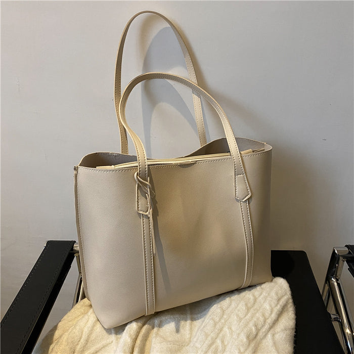 Wholesale Simple large capacity soft leather tote bag, casual versatile shoulder bag