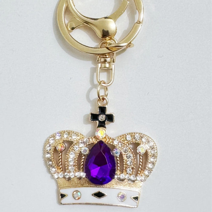 Wholesale Zinc Alloy Crown Keychain Green Water Drop Hollow Back Design Fashion Keyring For Gift And Resale