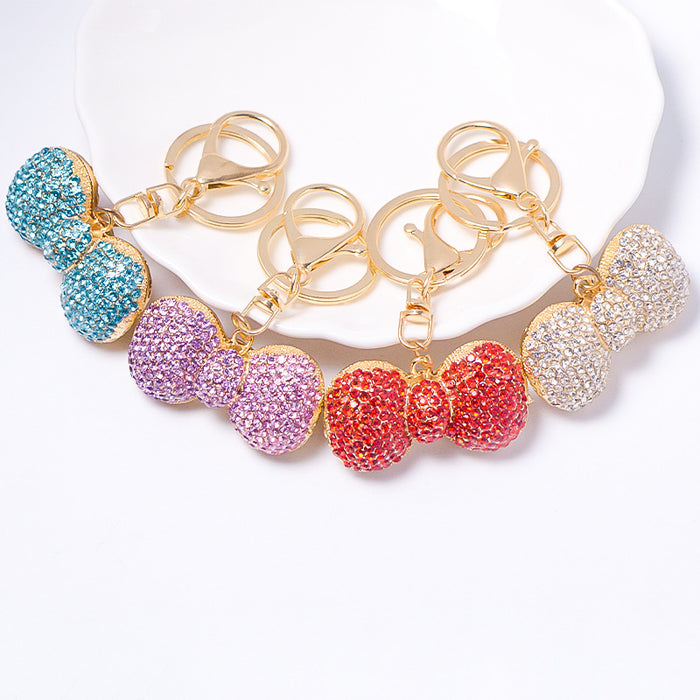 Wholesale Metal Rhinestone Bow Key Chain Key Pendant Key Chain