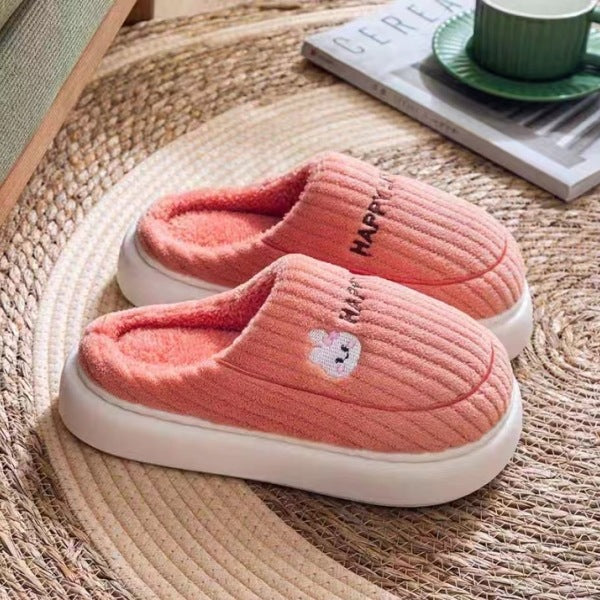 Wholesale Cartoon  couple cotton slippers men's thick bottom mute home  furry slippers women