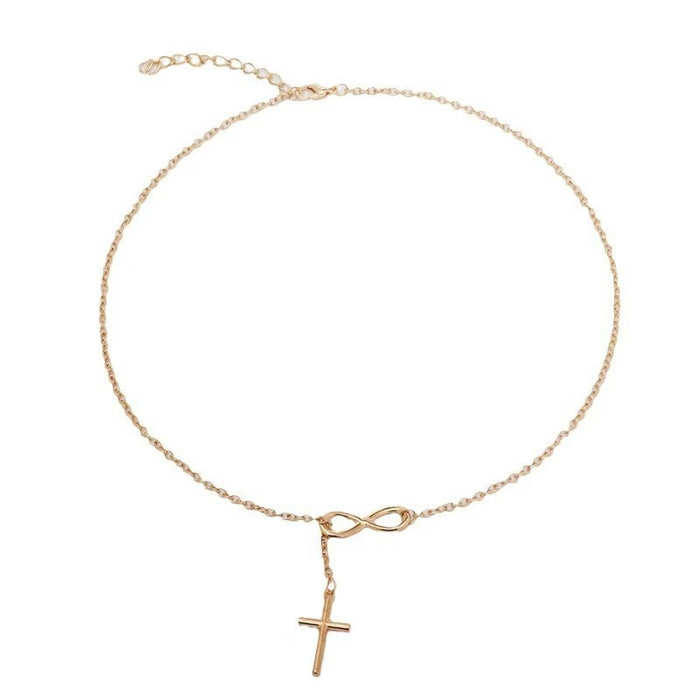 Wholesale Simple geometric minimalist short necklace cross necklace