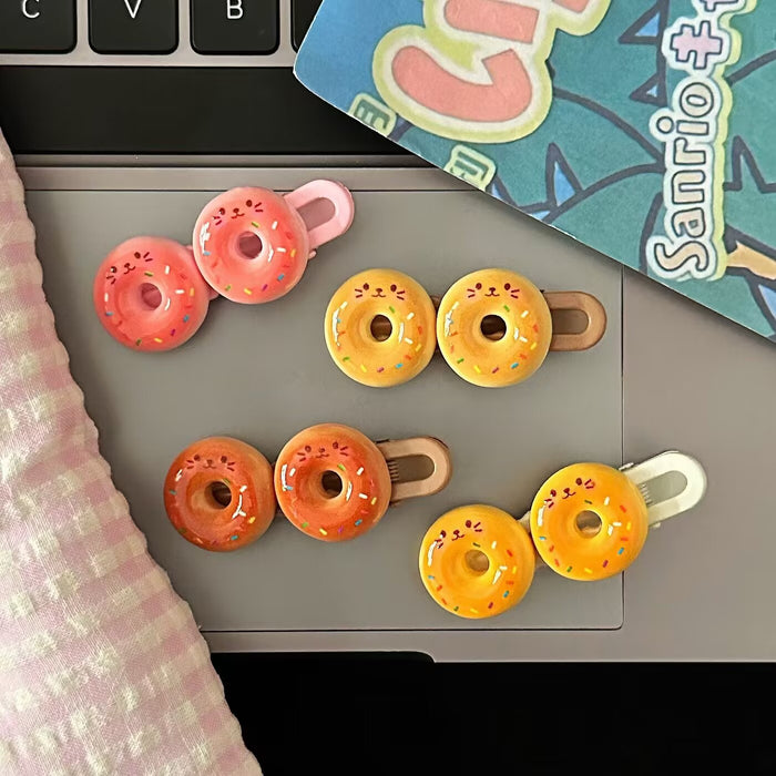 Wholesale brown Style Cat Donut Hairpin Fun Cute Girl Style Side Clip Hairpin Accessories Hair Accessories