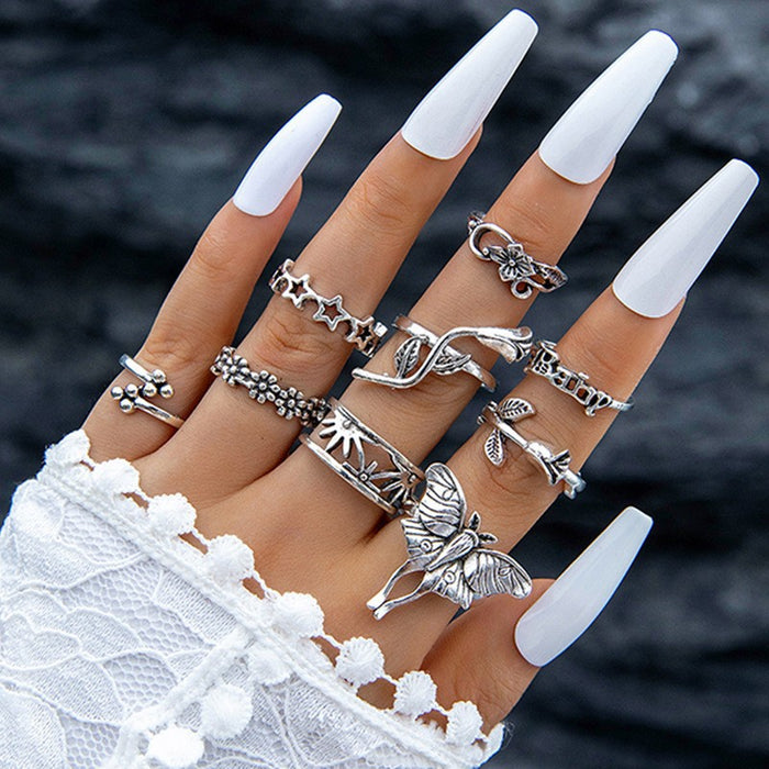 Wholesale Punk Style Skull Snake Ring Set Alloy Fashion Accessory MOQ≥2