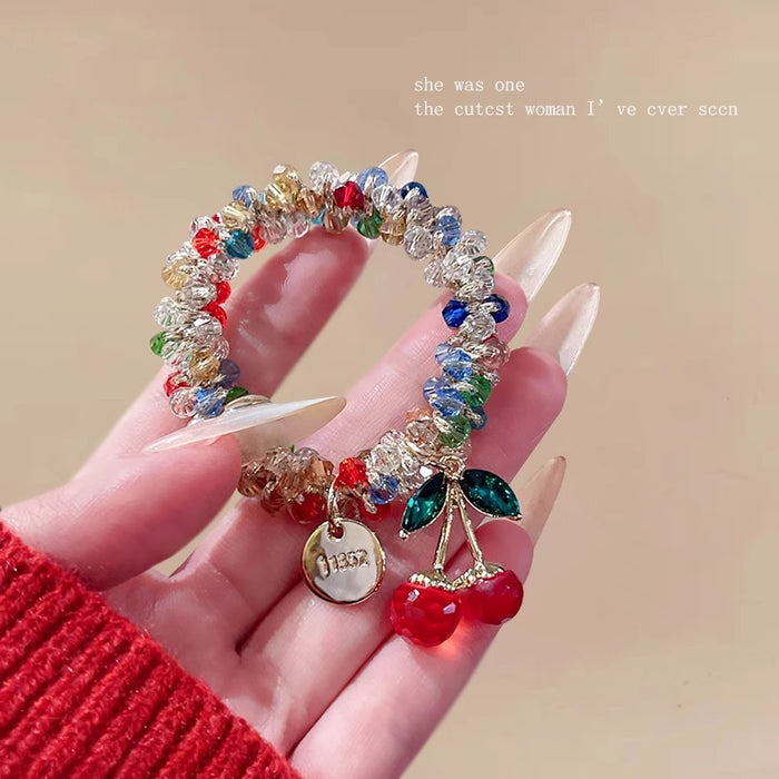 Wholesale Water Diamond Colored Crystal Bracelet Dual purpose Hair Ring Head Rope Hair Rope Leather Tie Ponytail Headpiece
