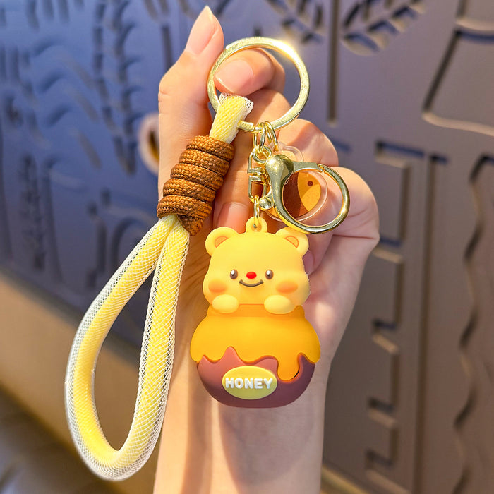 Wholesale 3pcs Cute honey bee jar butter keychain