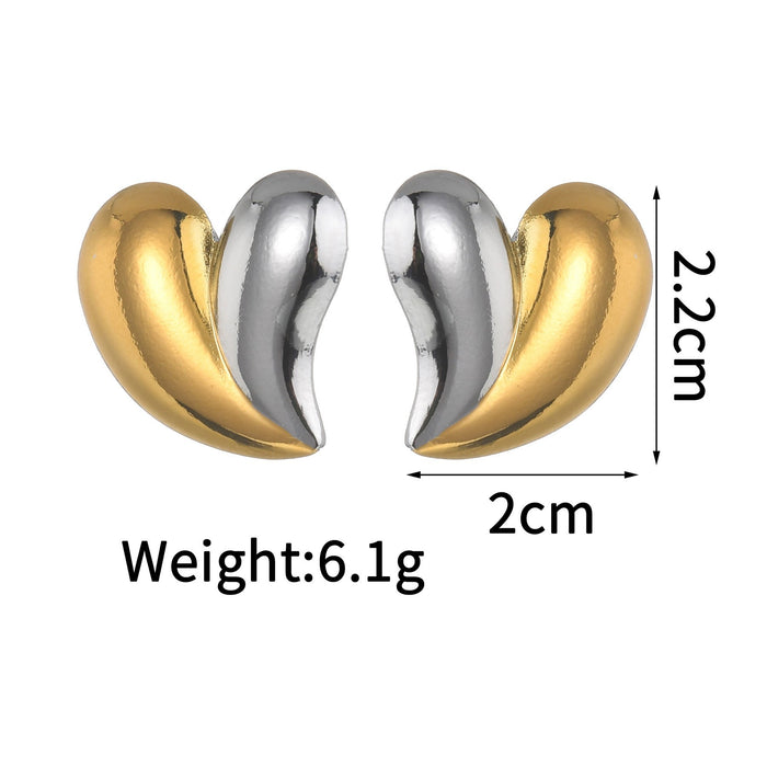 Wholesale Stainless Steel Mixed Color Two-Tone Titanium Steel Earring Set
