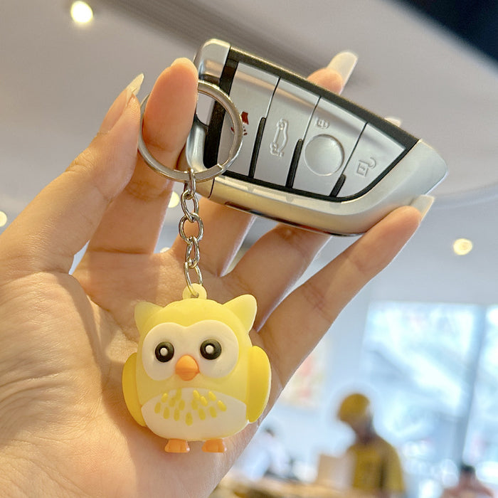 Wholesale  Cartoon  PVC Animal Owl Pendant Car Keychain Bag Pendant