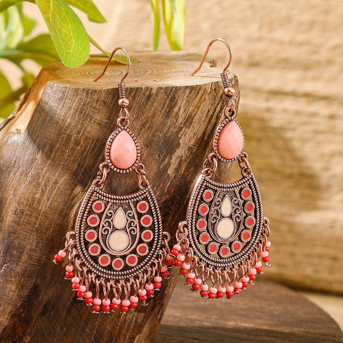 Wholesale Bohemian Tassel Geometric Drop Earrings Electroplated Zinc Alloy Jewelry Accessory MOQ≥2