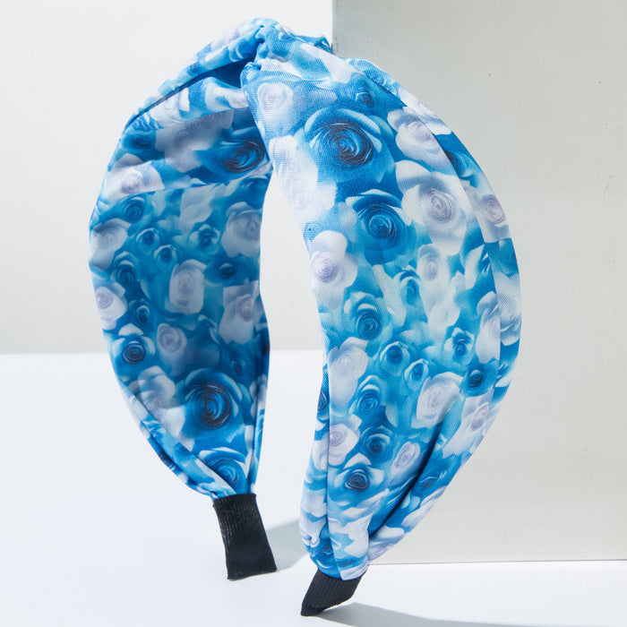 Wholesale Printed fabric headband, fashionable cross high skull top, outdoor hair accessory