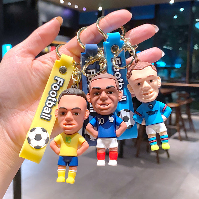 Wholesale Metal Soccer Star Cartoon Keychain Decorative Car Key Accessory MOQ≥2