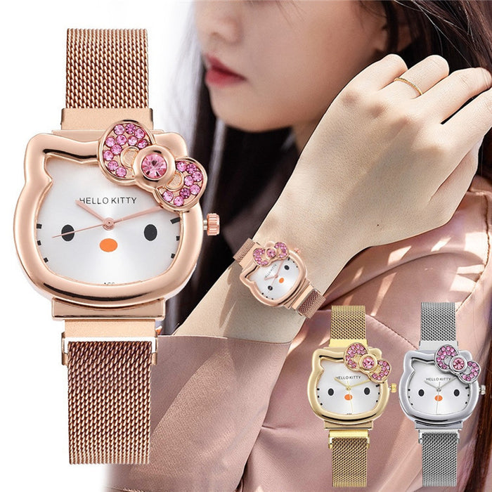 Wholesale watch diamond bow magnet strap cute cartoon girl student watch