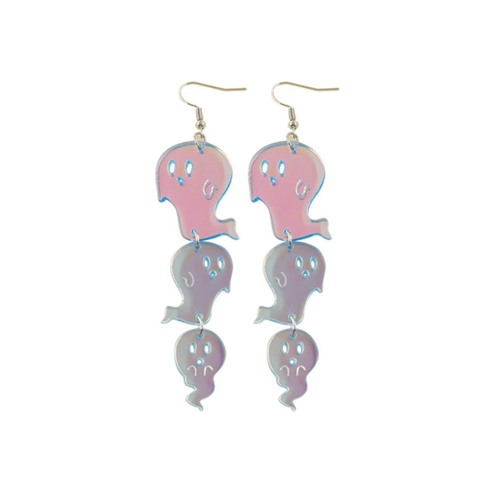 Wholesale Halloween Color Laser Skull Ghost Pumpkin Acrylic Printing Earrings JDC-ES-QingM004