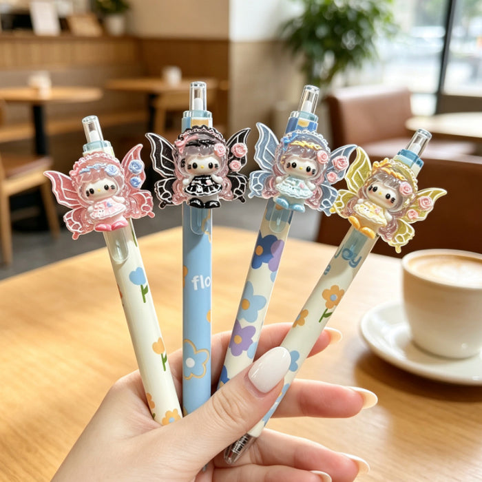 Wholesale Trendy Cartoon Press Pens with Angel Wings Design Cute Office Writing Supplies Gift Idea
