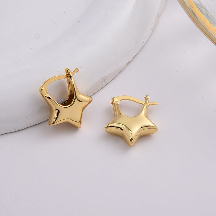 Wholesale Personalized temperament new earring three-dimensional five pointed star ear buckle