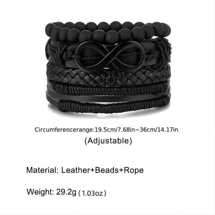 Wholesale 4-piece set of cowhide bracelet, hand woven vintage fashion bracelet