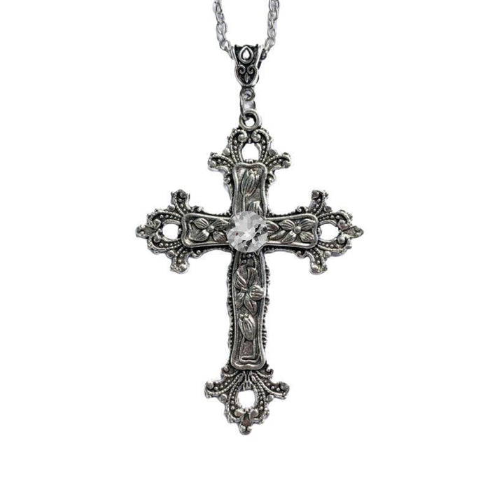 Wholesale Creative Flower Pattern Cross Diamond Necklace