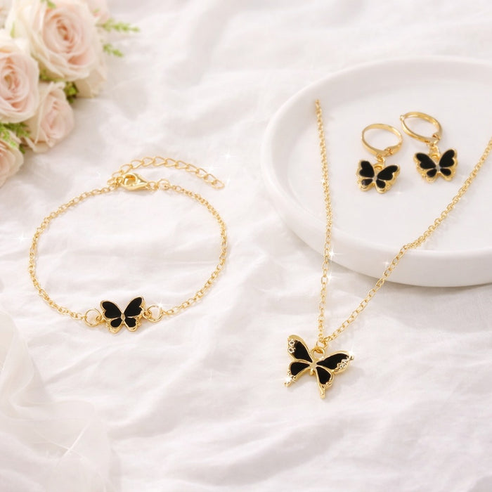 Wholesale Lucky Clover Flower Design 5-Piece Jewelry Set Alloy Electroplated Fashion Accessory