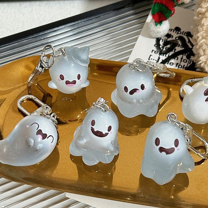 Wholesale  Glow in the Dark Resin Ghost Keychain Spooky Bag Charm MOQ≥2