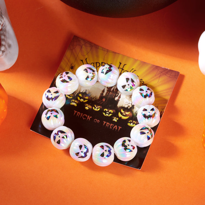 Wholesale  Skull Pumpkin Bracelet Wood Print Handmade Beaded Bracelet