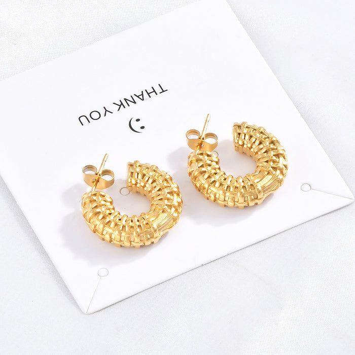 Wholesale Weaved Pattern Metal  Earrings Fashionable ins Street Photograph Earrings