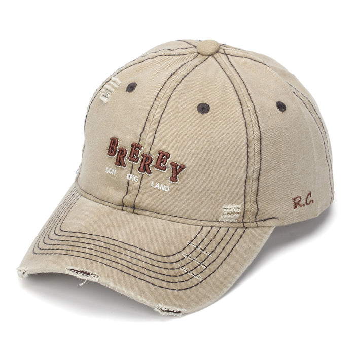 Wholesale Washed Cotton Frayed Edge Baseball Cap with Retro Letter Embroidery for Women Summer Sun Protection