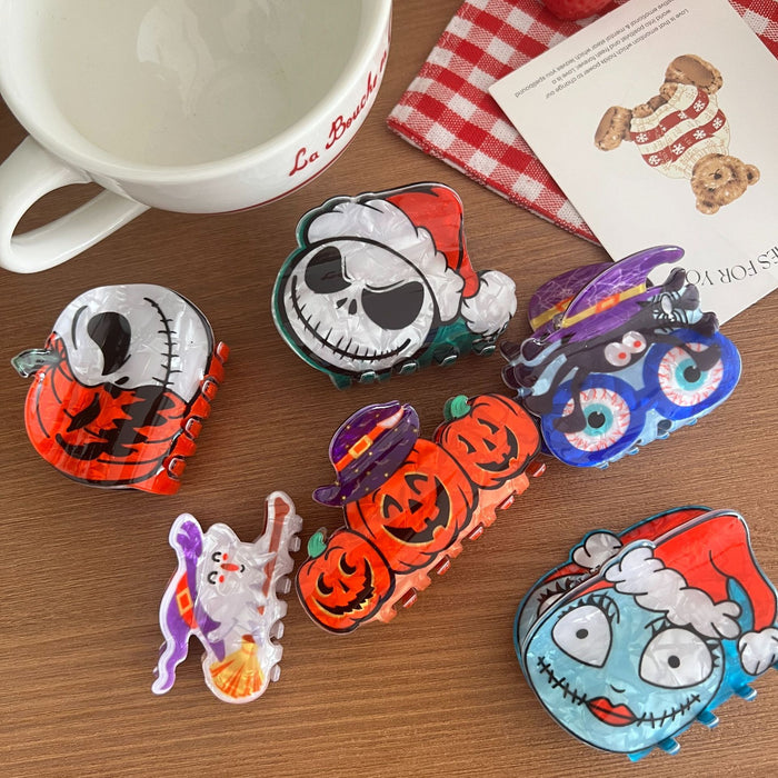 Wholesale  Hair Claw Clip  Pumpkin Head Witch Design Funny Face PVC Women S Holiday Hair Accessory For Boutique Resale