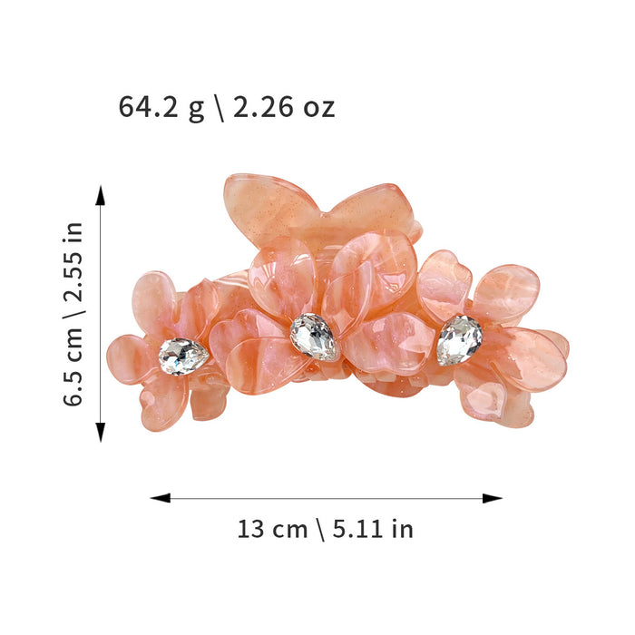 Wholesale Camellia Flower Rhinestone Acetate Hair Gripper - Fashion Accessory