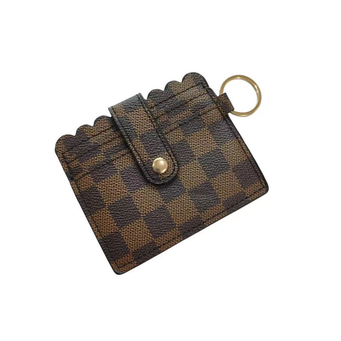 Wholesale Leopard Print Cow Print Plaid PU Leather Card Holder Keychain JDC-KC-HTong001