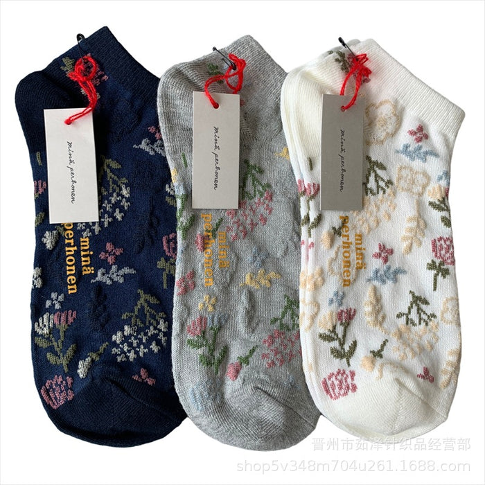 Wholesale Retro Art Flower Forest Series Low Top Boat Socks Short Socks