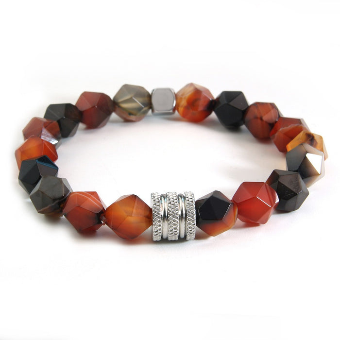 Wholesale Natural Stone Faceted Beaded Men's Bracelet JDC-BT-HongM010