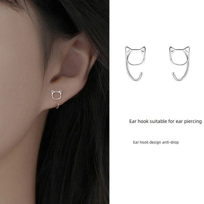 Wholesale Foot silver hollow ear hook with niche design, pure silver earrings, earring studs, jewelry