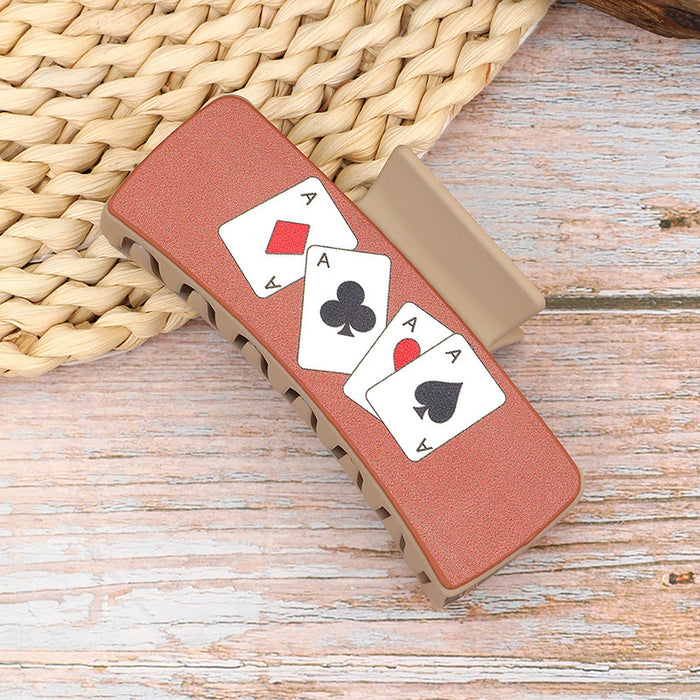 Wholesale Western Denim Style Vintage Poker Hairpin Leather Printed Shark Clip Clip
