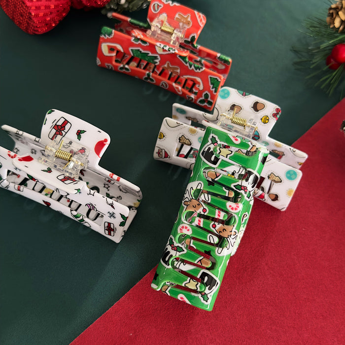 Wholesale Christmas Pickled Gingerbread Man Elk Hair Clip Christmas Elements Hair Grab Hair Ornament Shark Clip