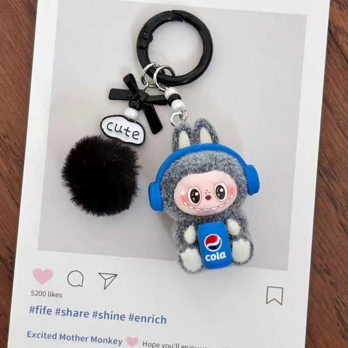 Wholesale Cute sitting posture cartoon flocked keychain