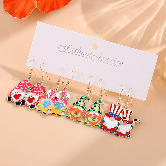 Wholesale Gnome Earring Set Gnome Witch Hat Pumpkin Christmas Lights Snowflake Egg Earrings