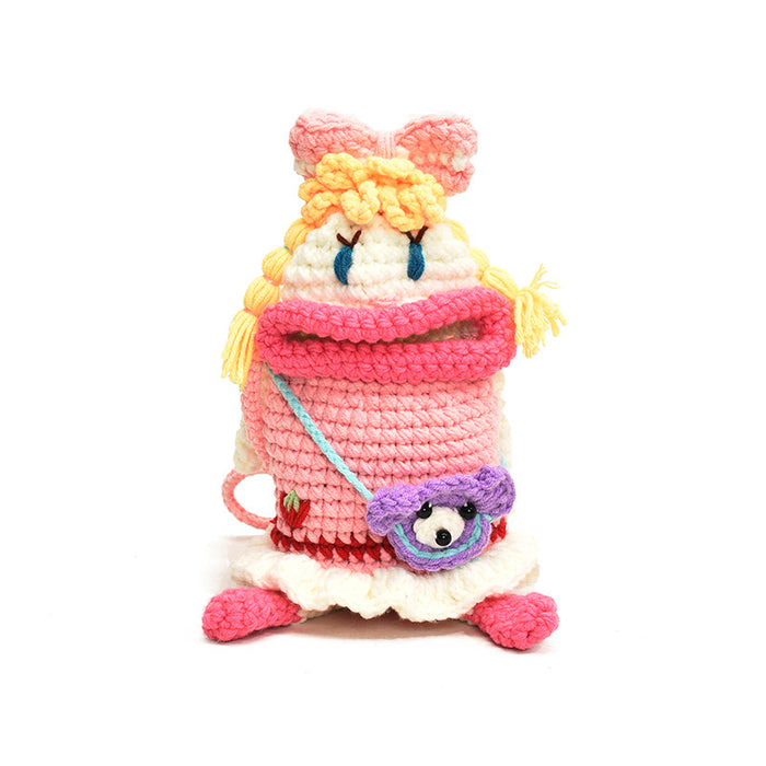 Wholesale Cute Handmade Crochet Bag Cartoon Doll Wool Bag Finished Woven Women's Crossbody Bag