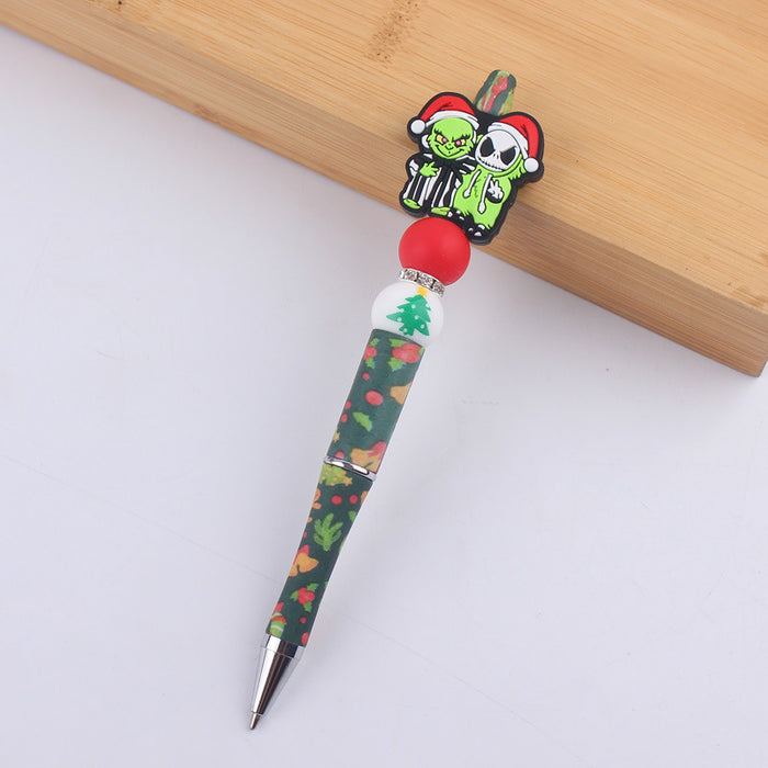 Wholesale Cartoon Christmas Santa Claus Silicone Plastic Bead Pen JDC-PN-GuangTian010