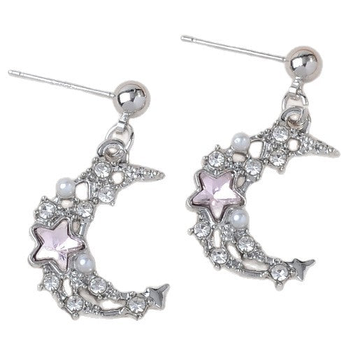 Wholesale Sweet Earrings Jewelry Pink Heart Cross Star Moon Earrings Versatile Women' s Earrings