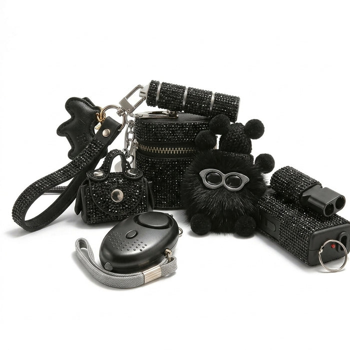 Wholesale Stainless Steel 7 In 1 Women Safety Alarm Kit Personal Self Defense Keychain Set