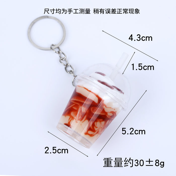 Wholesale Plastic Ice Cream Cup Keychain Pendant Simulated Dessert Style Bag Charm MOQ≥2